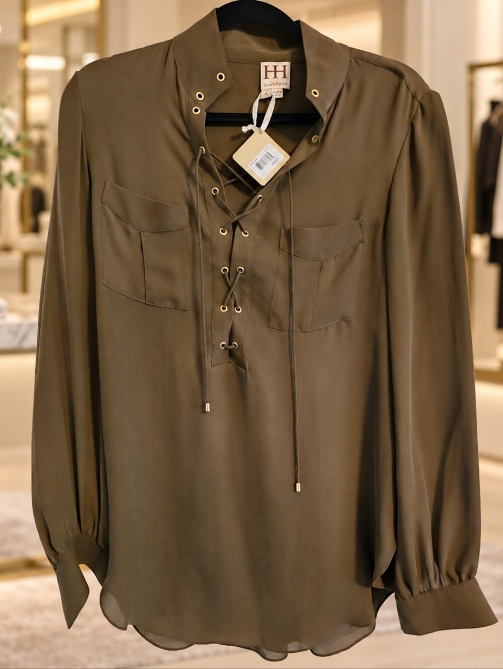 Haute Hippie Olive long sleeve blouse NWT